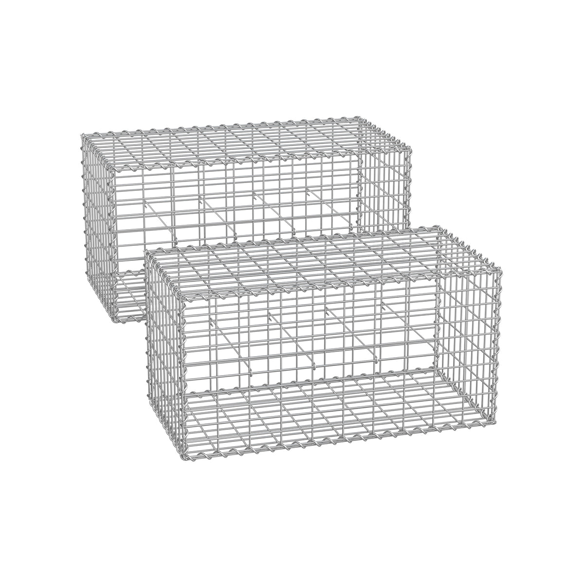 Drahtkorb 100 x 30 x 30 cm 2er Set silber