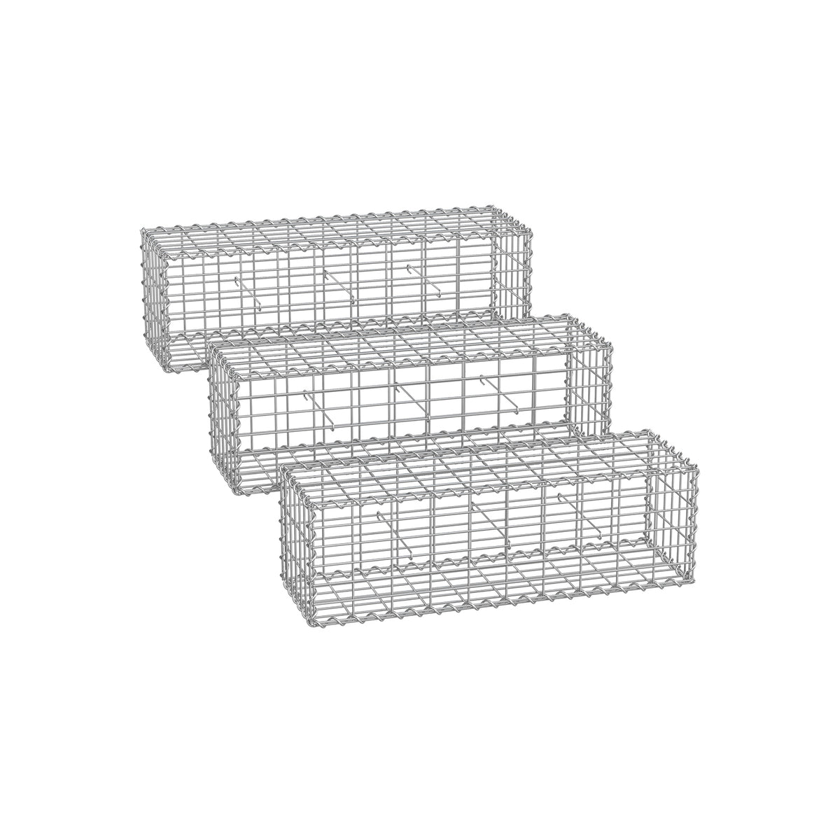 Drahtkorb mit 5 x 10 cm Maschenweite 3er Set silber