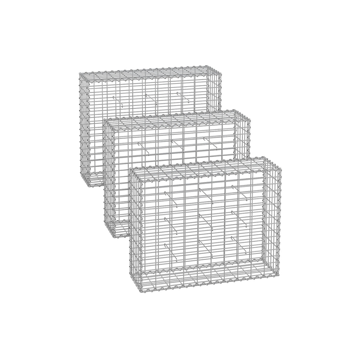 Gabionenkörbe 100 x 80 x 30 cm 3er Set silber