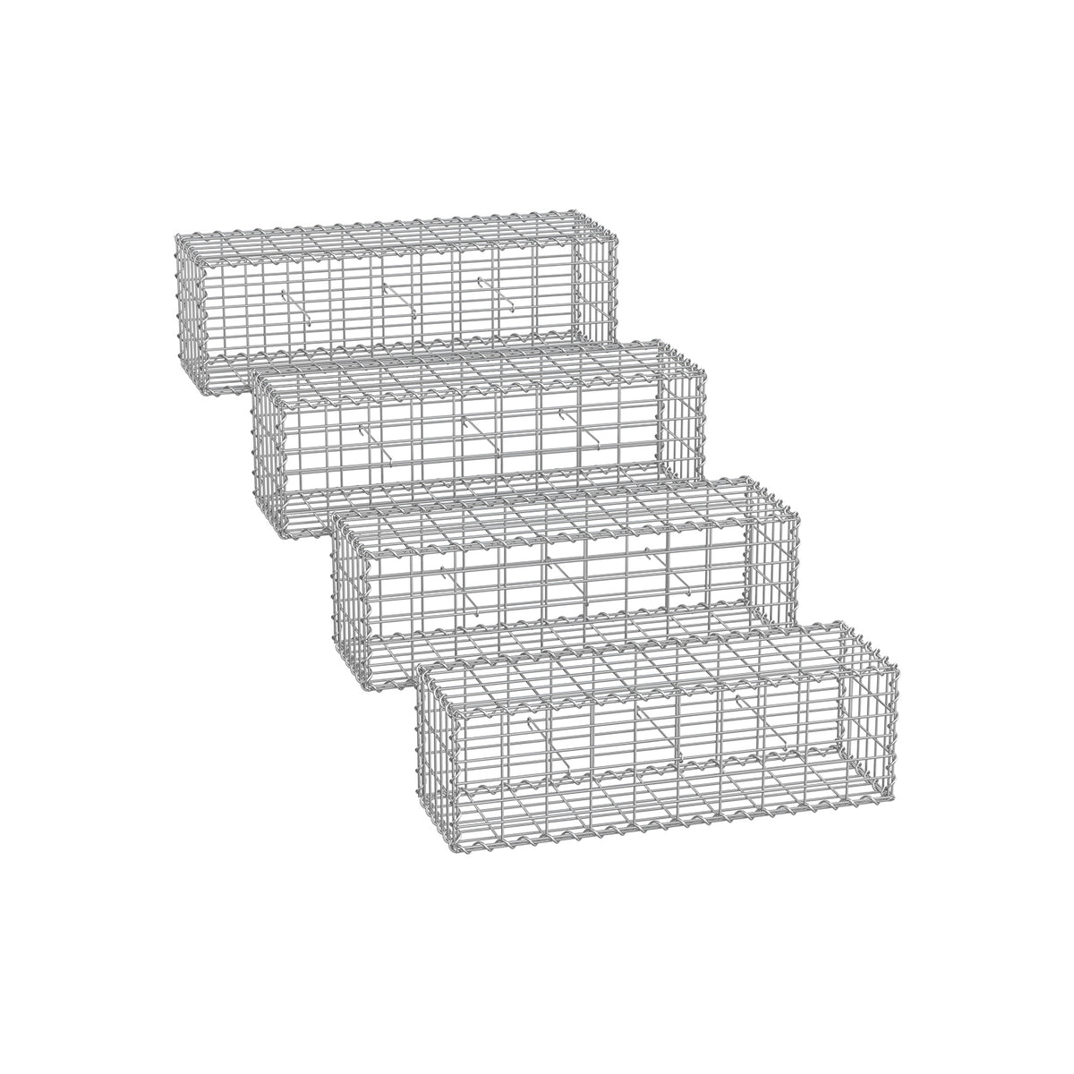 Gabionenkörbe mit 5 x 10 cm Maschenweite 4er Set silber