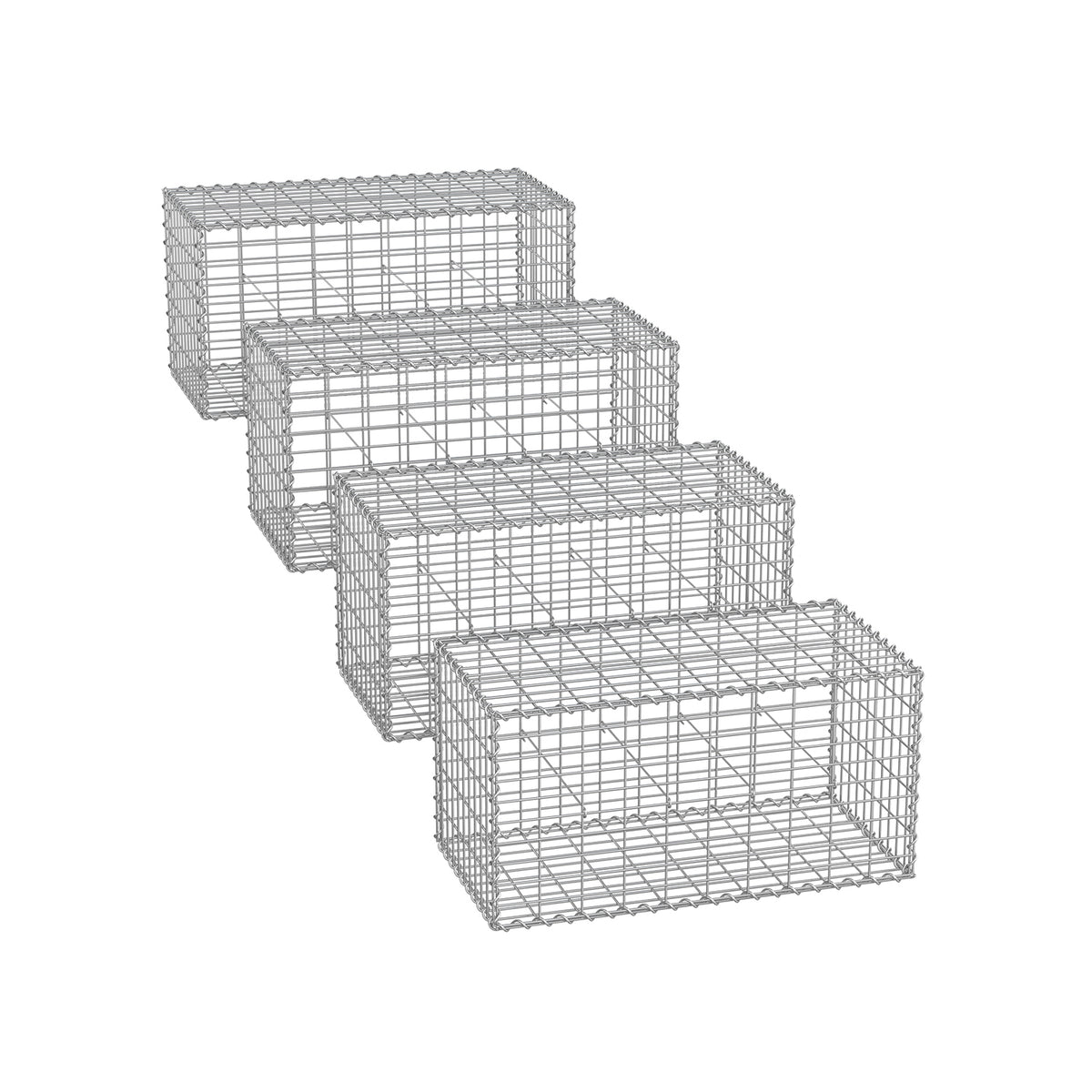 Gabionenkörbe 100 x 30 x 30 cm 4er Set silber
