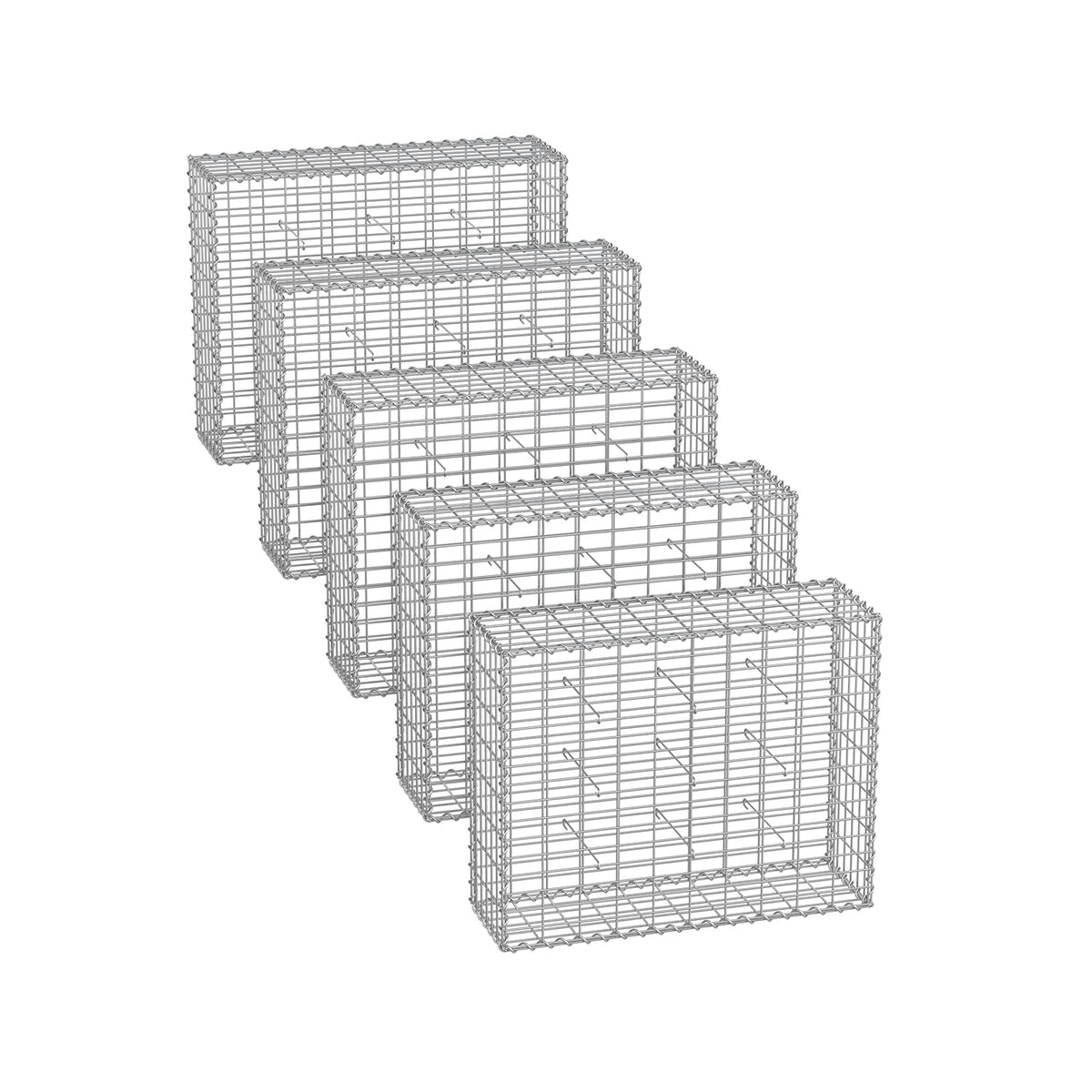 Gabionenkörbe 100 x 80 x 30 cm 5er Set silber