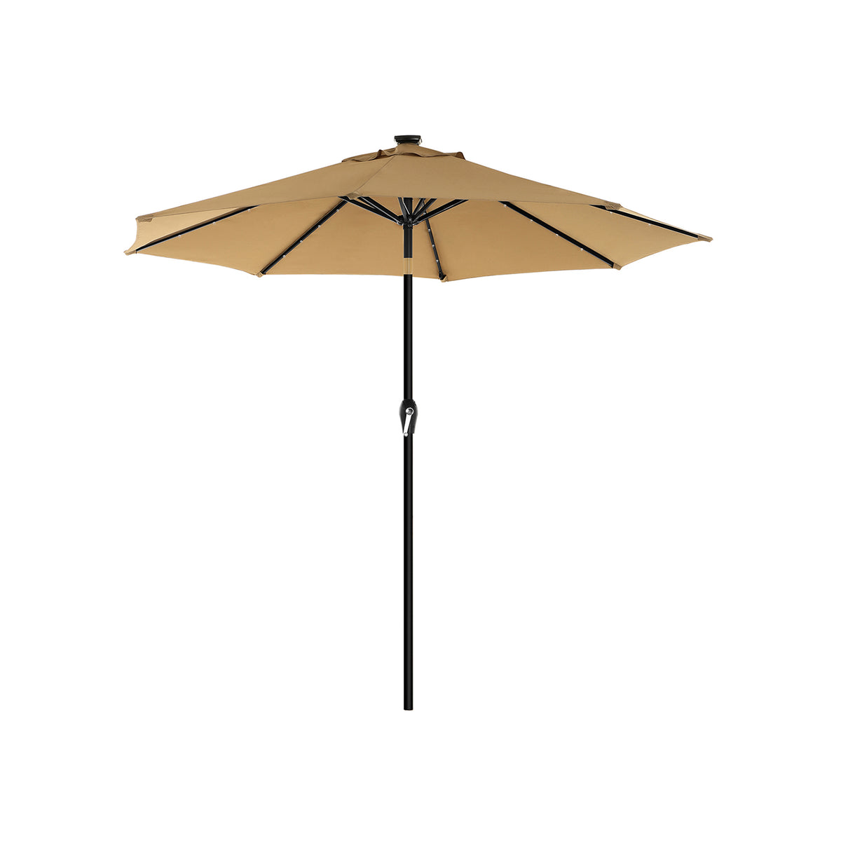 Sonnenschirm mit LED-Solar-Beleuchtung Taupe