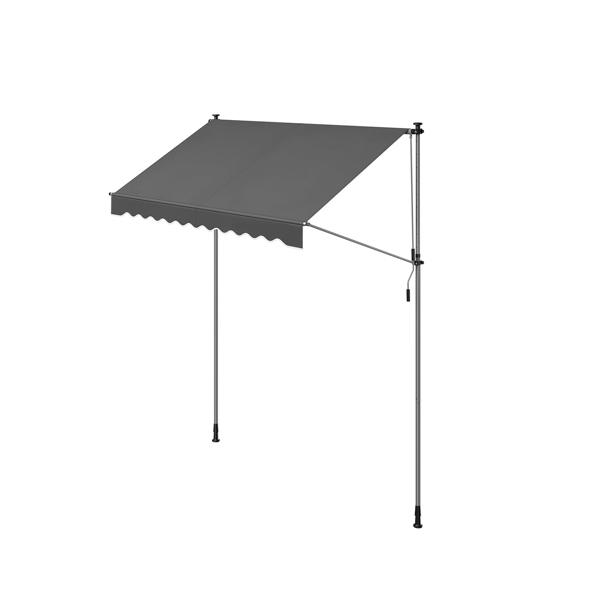 Klemmmarkise mit Handkurbel 250 x 120 cm anthrazit