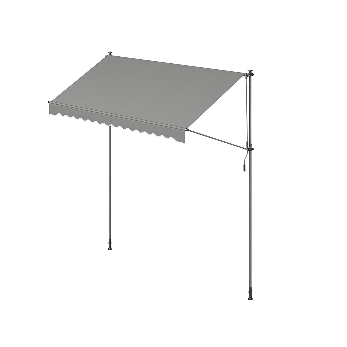 Klemmmarkise mit Handkurbel 300 x 120 cm grau