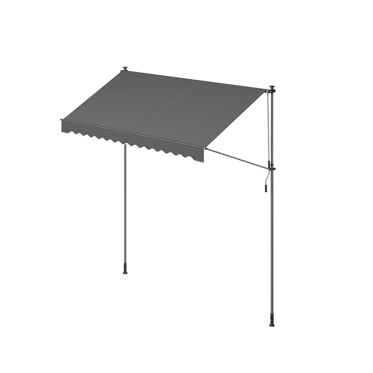 Klemmmarkise mit Handkurbel 300 x 120 cm anthrazit