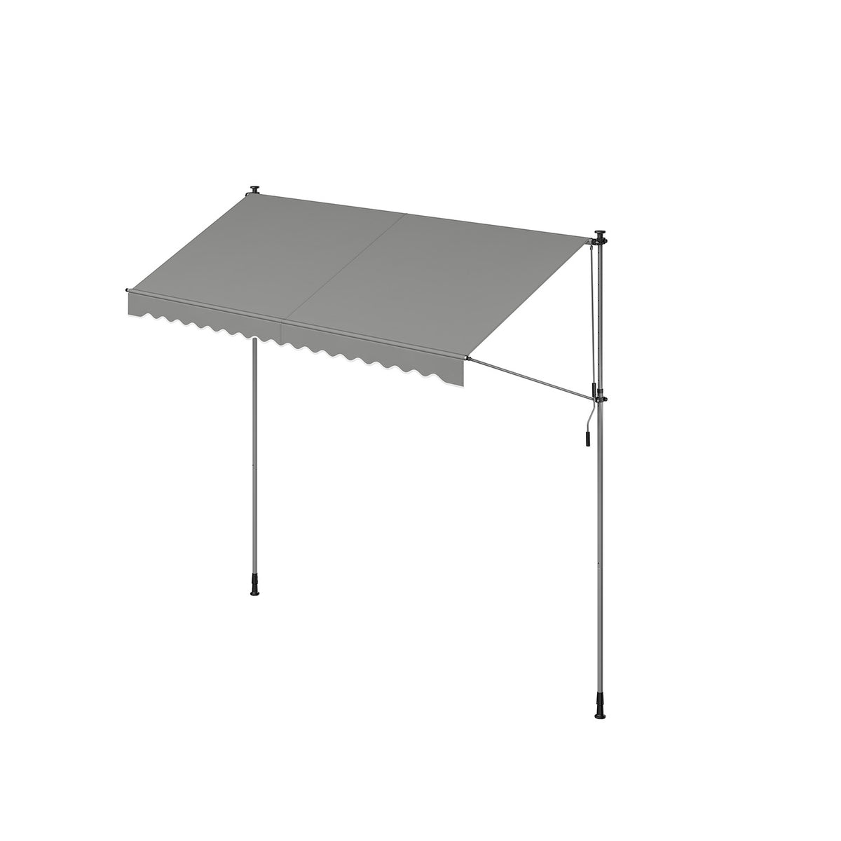 Klemmmarkise mit Handkurbel 350 x 120 cm grau