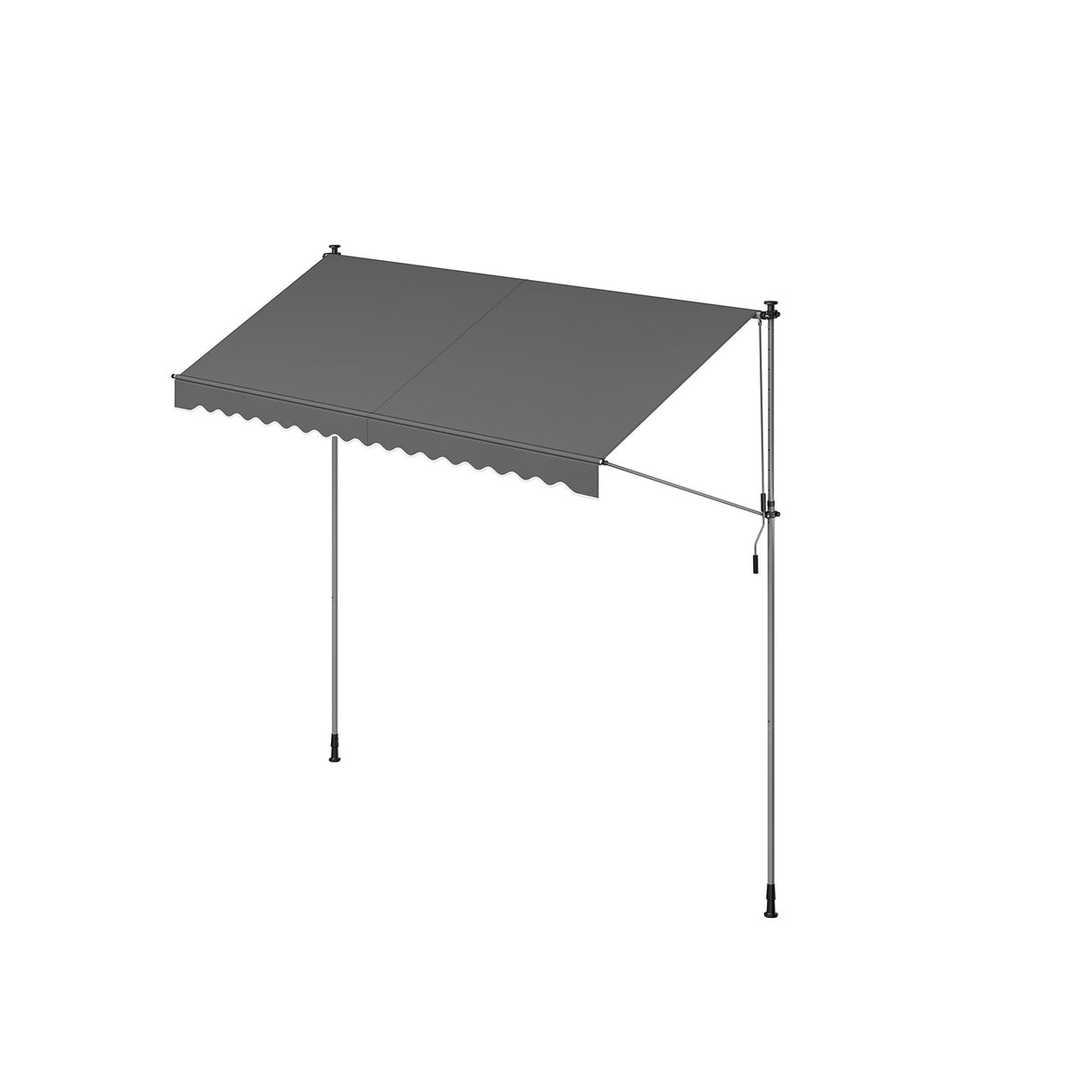 Klemmmarkise mit Handkurbel 350 x 120 cm anthrazit