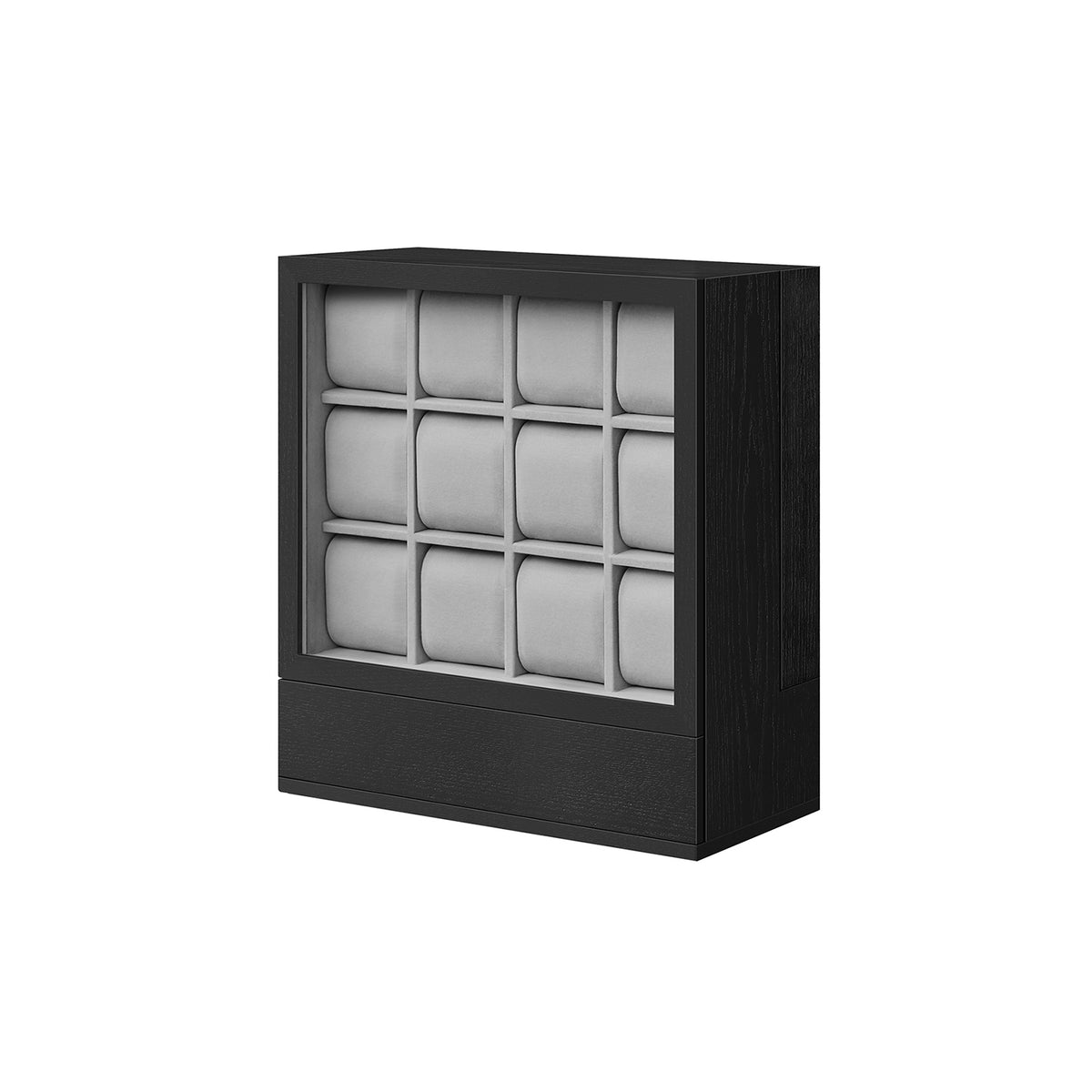 Uhrenbox 12 Fächer mit Fenster ebenholzschwarz