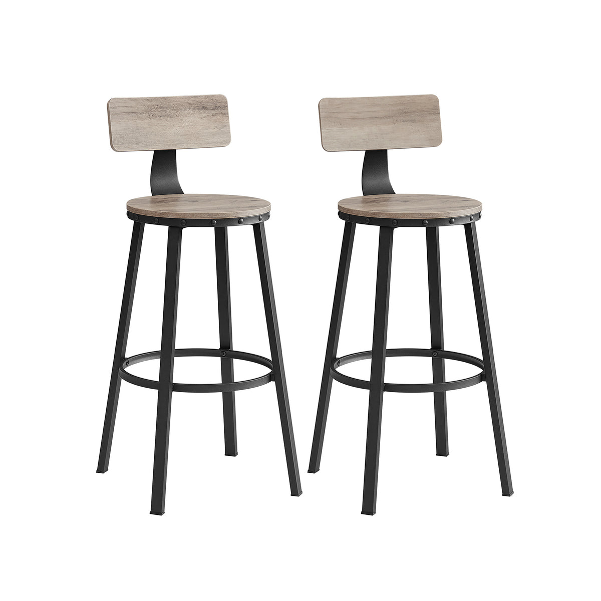 Barhocker 2er Set Greige-Schwarz