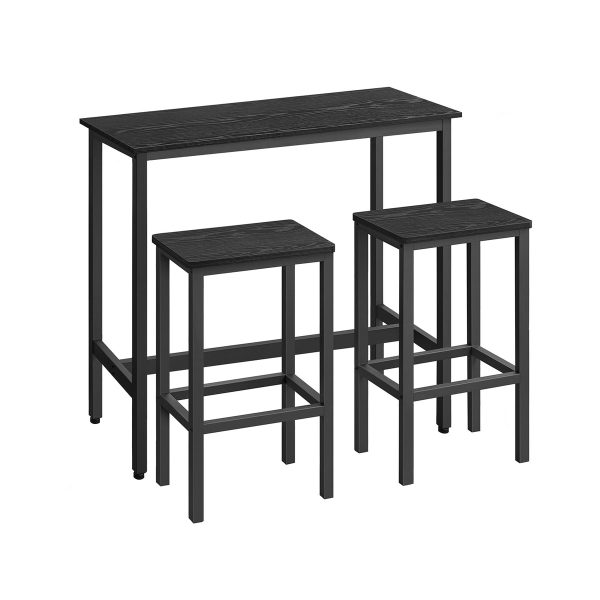 Bartisch mit Barhocker Set vintagebraun-tintenschwarz