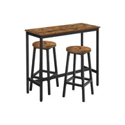 Bartisch-Set mit 2 Barhockern vintagebraun-schwarz