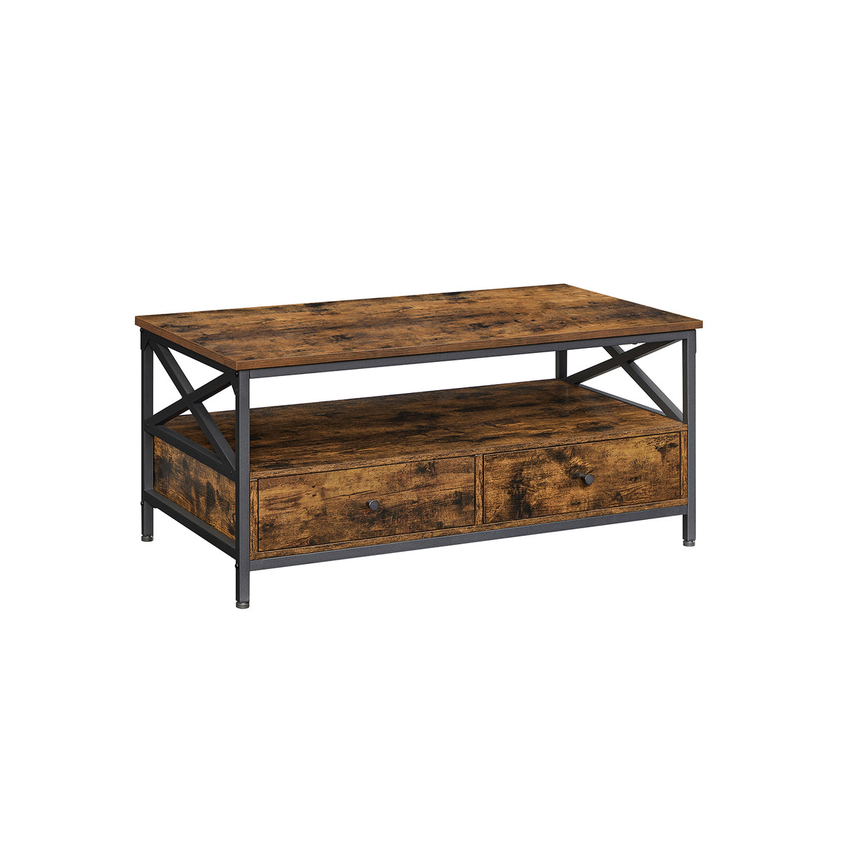 Couchtisch mit Schubladen Vintagebraun-Schwarz