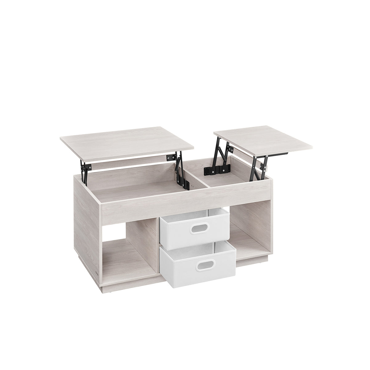 Couchtisch mit 2 Schubladen und Fächern haferflockenbeige