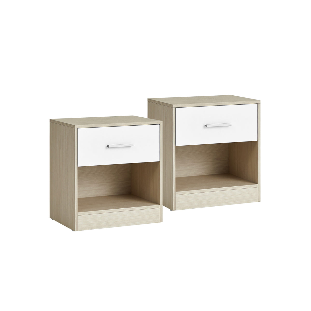 Nachttisch 2er Set naturbeige-naturbeige-klassikweiß
