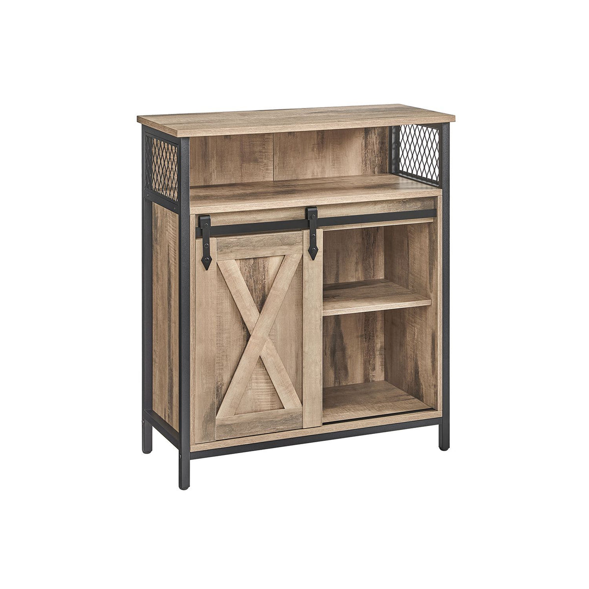 Sideboard mit Schiebetür Landhausstil eichenbraun-schwarz